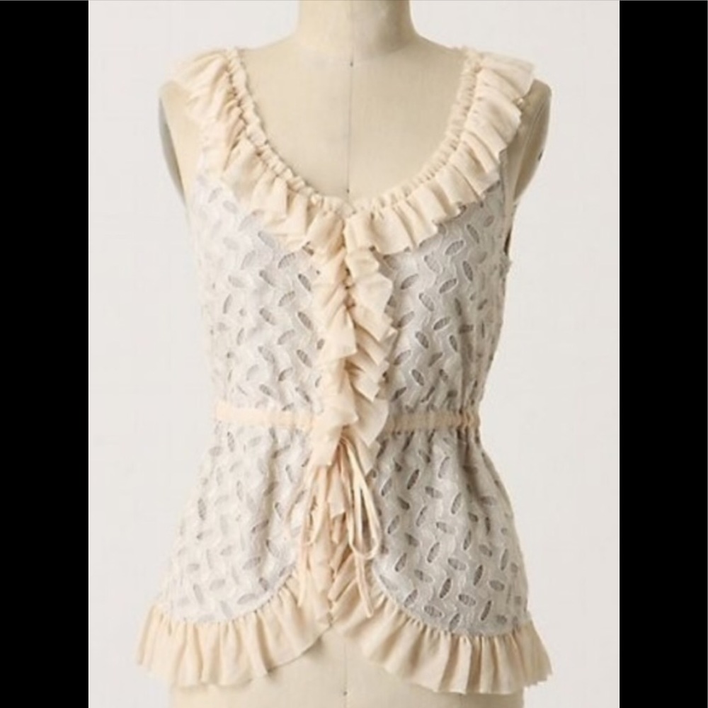 Anthropologie Hype Dauphine Lace ruffle top SZ Sm